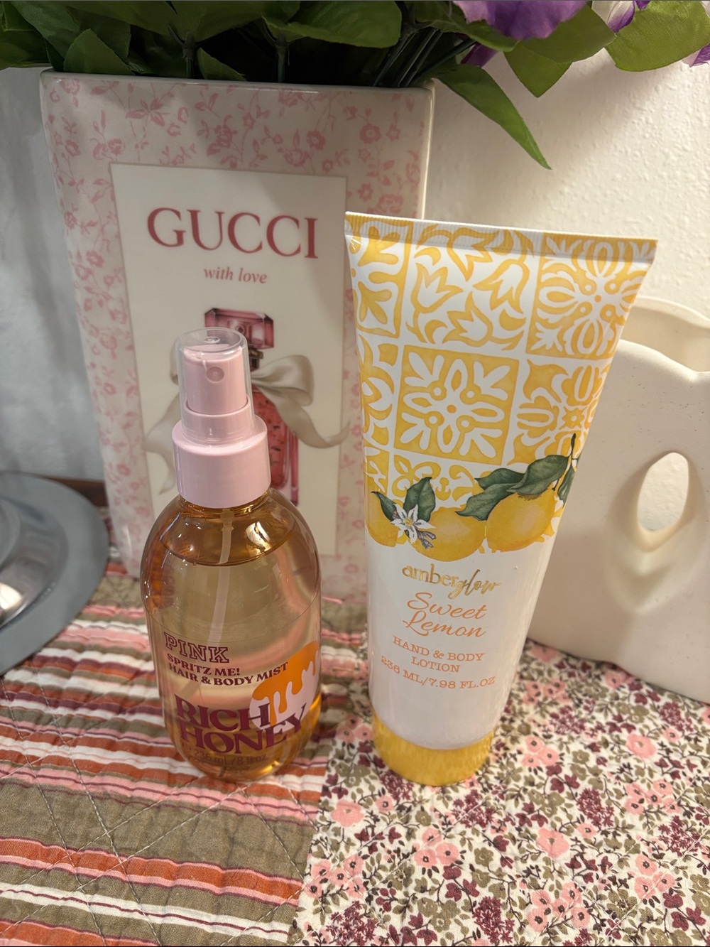 Pink Hair & Body Mist AND Amberglow Sweet Lemon 🍋 Hand & Body lotion. 2fer. New!